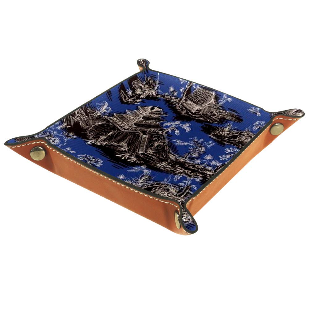 Elegant Chinoiserie Pattern Storage Tray - Organizer for Keys, Wallet, Coins, Jewelry & Phone | Stylish Home & Office Desk Decor | Perfect for Entryway, Vanity or Nightstand Organization