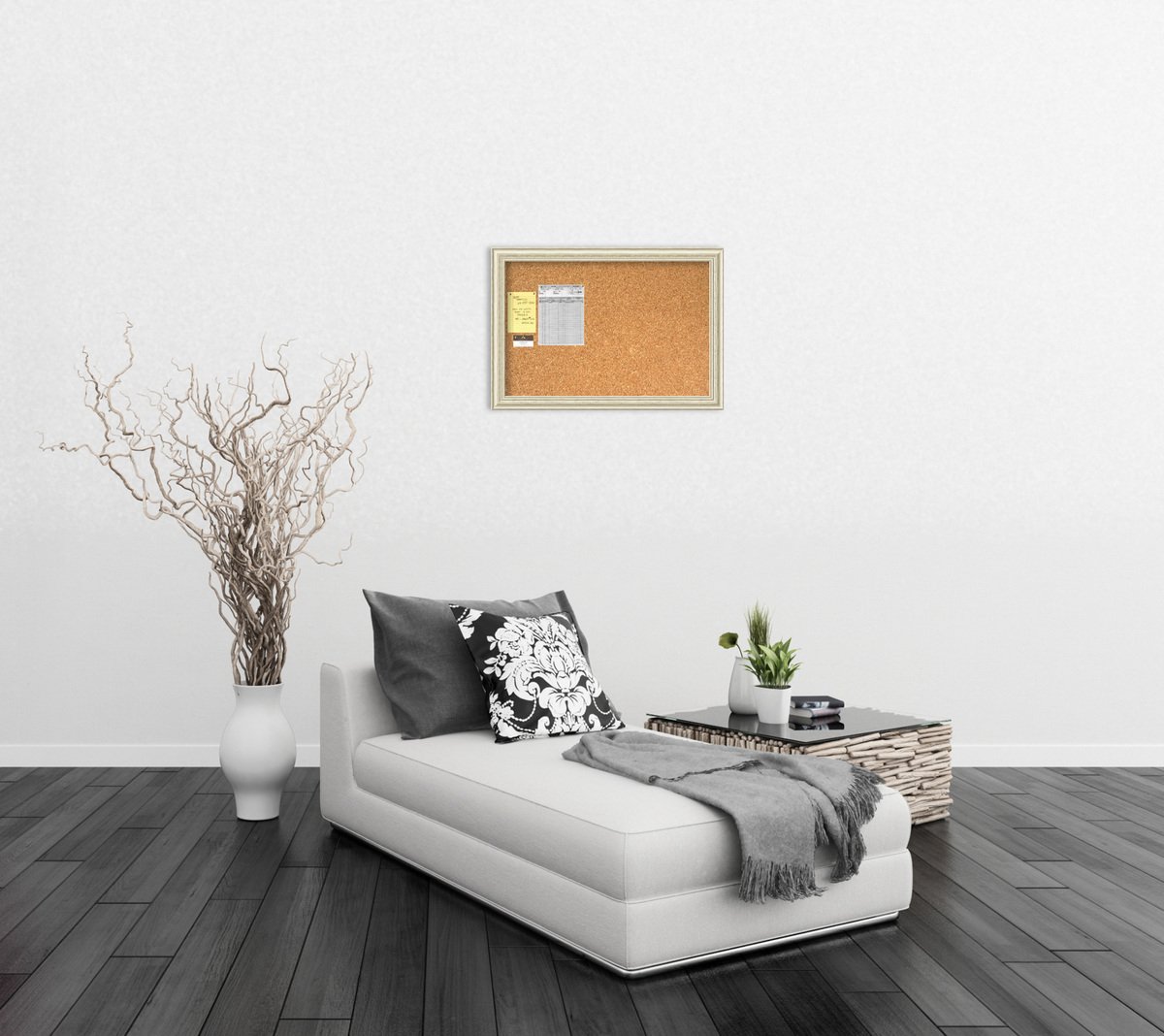 Amanti Art 28x40 Natural Cork Board with White Wood Frame - Large Rustic Farmhouse Pinboard for Office & Home Organization - Perfect for Vision Boards, Notes, Photos & Decor (Wall Display for Home, Office, Dorm, Classroom)