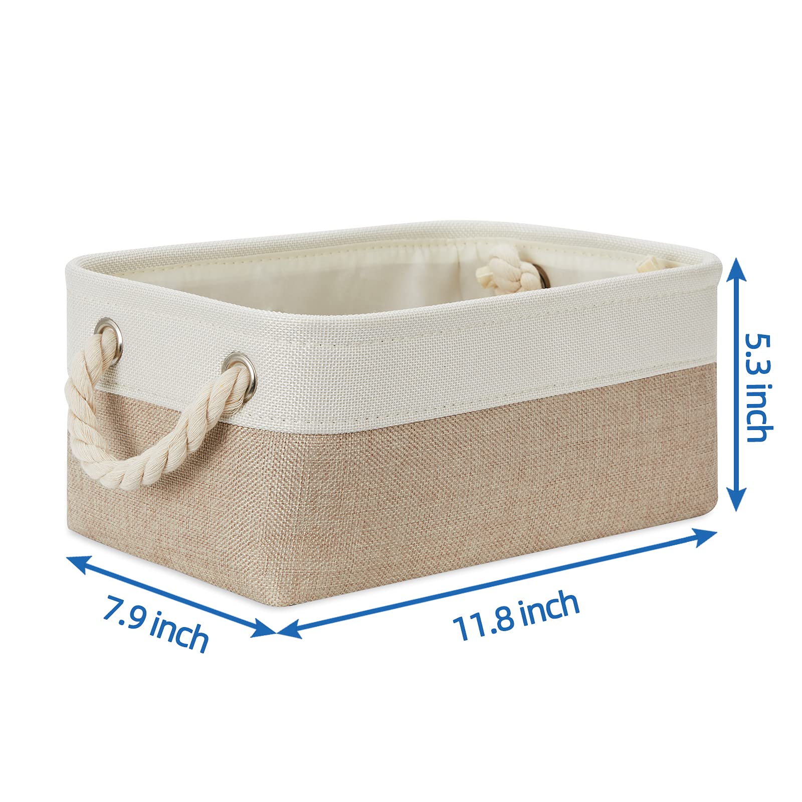 Temary 6-Pack Small Fabric Storage Baskets with Handles - Foldable Decorative Organizer Bins for Shelves, Towels, Gifts (11.8