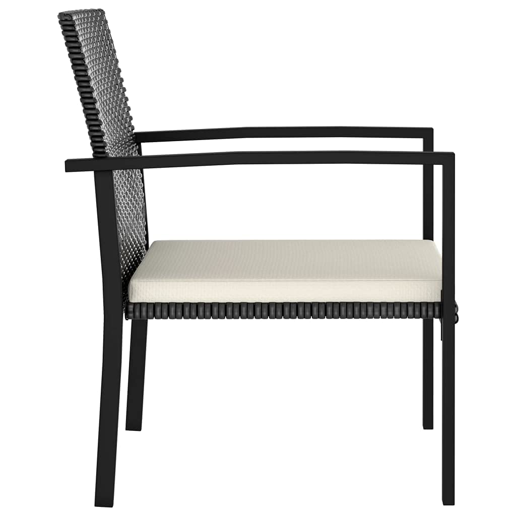 Durable Weatherproof Outdoor Chairs Set of 2 - Black Poly Rattan Garden Dining Furniture for Patio, Backyard & Poolside Relaxation