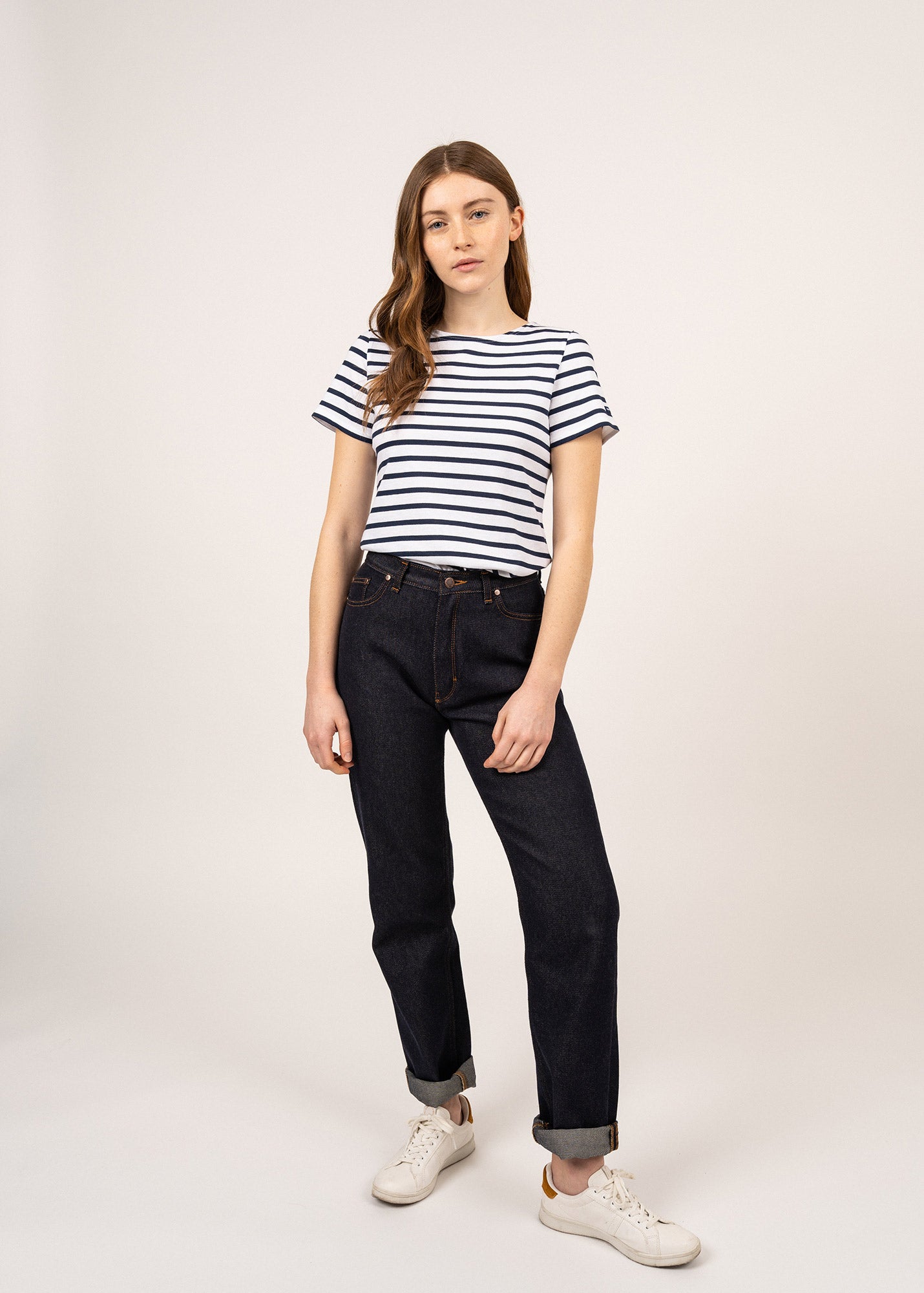 ETRILLE Women's Nautical Stripe Short Sleeve T-Shirt | Soft Breathable Cotton | Classic White & Navy Blue Crew Neck Tee | Perfect for Beach Vacation, Summer Outfits & Casual Wear