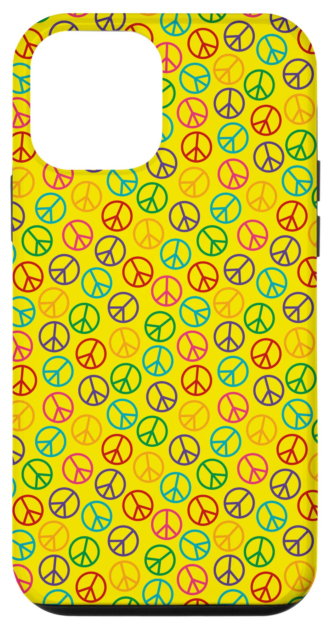 iPhone 12 Mini Case - Yellow Peace Sign Pattern Protective Cover | Trendy & Durable Phone Case for Everyday Use, Travel & Fashion Accessory