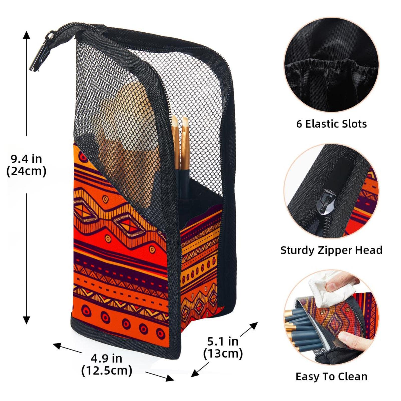 12-Piece Makeup Brush Organizer Bag - Mexican Ethnic Boho Style Portable Makeup Brush Holder Case for Travel & Home Storage | Perfect for Makeup Artists & Beauty Enthusiasts