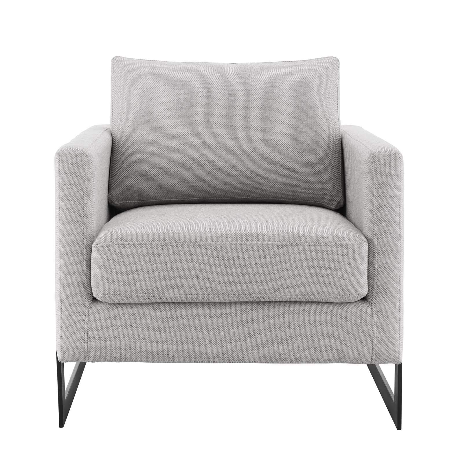 Modway Posse Upholstered Fabric Accent Chair - Black Modern Lounge Chair for Living Room, Bedroom & Office - Comfortable Seating for Home Decor
