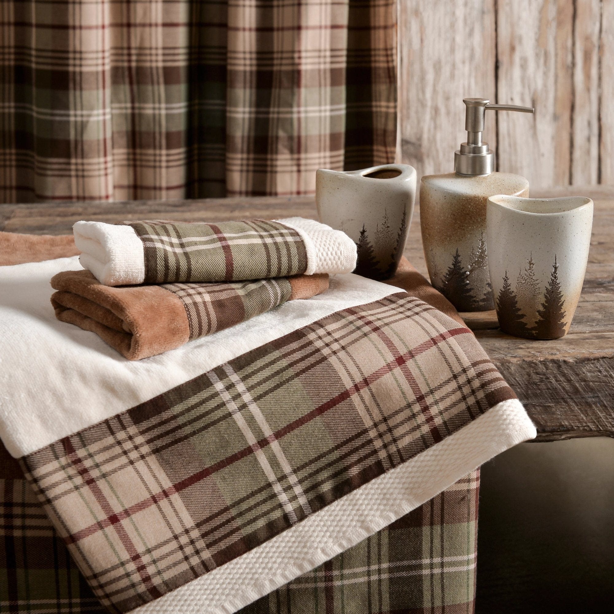 Premium Huntsman Plaid 3-Piece Bath Towel Set - Soft Absorbent Cotton Towels for Bathroom, Spa & Gym - Luxury Home Decor Gift Idea