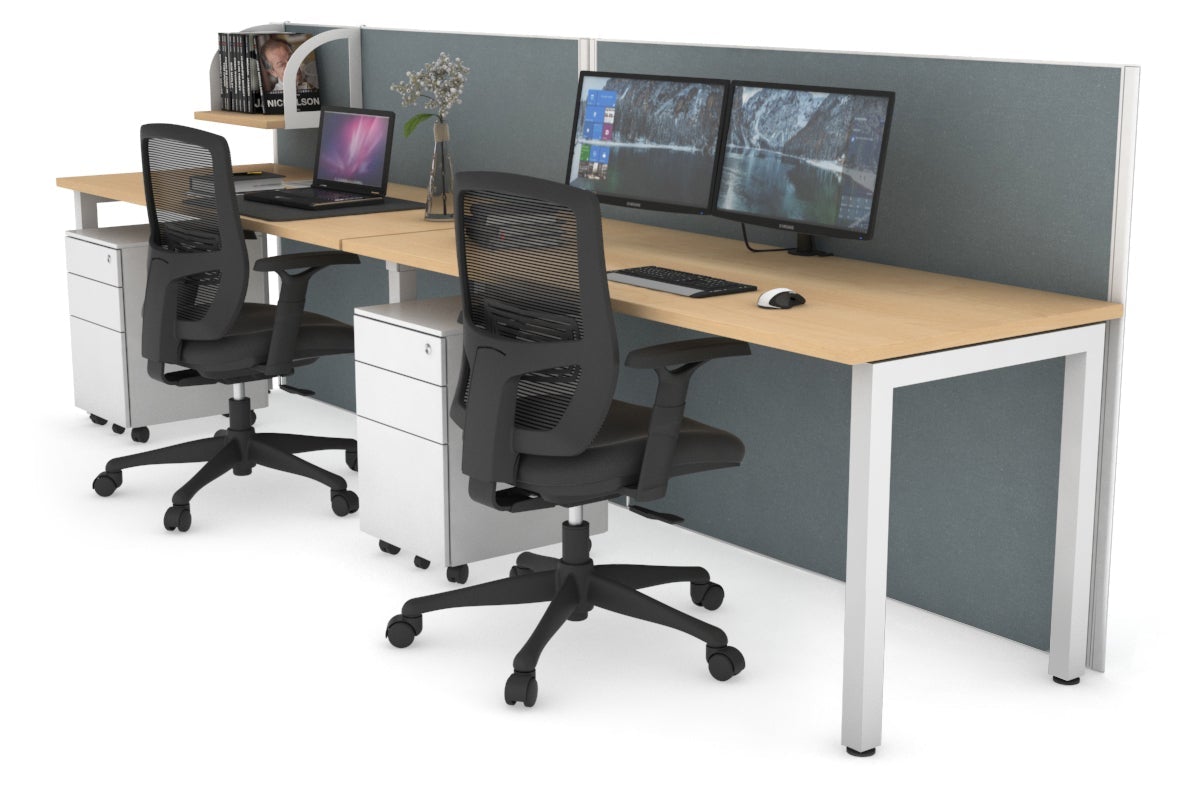 Horizon Quadro 2 Person Office Workstation with Square Legs - 1400L x 700W Dimensions - Perfect for Collaborative Workspaces & Home Offices