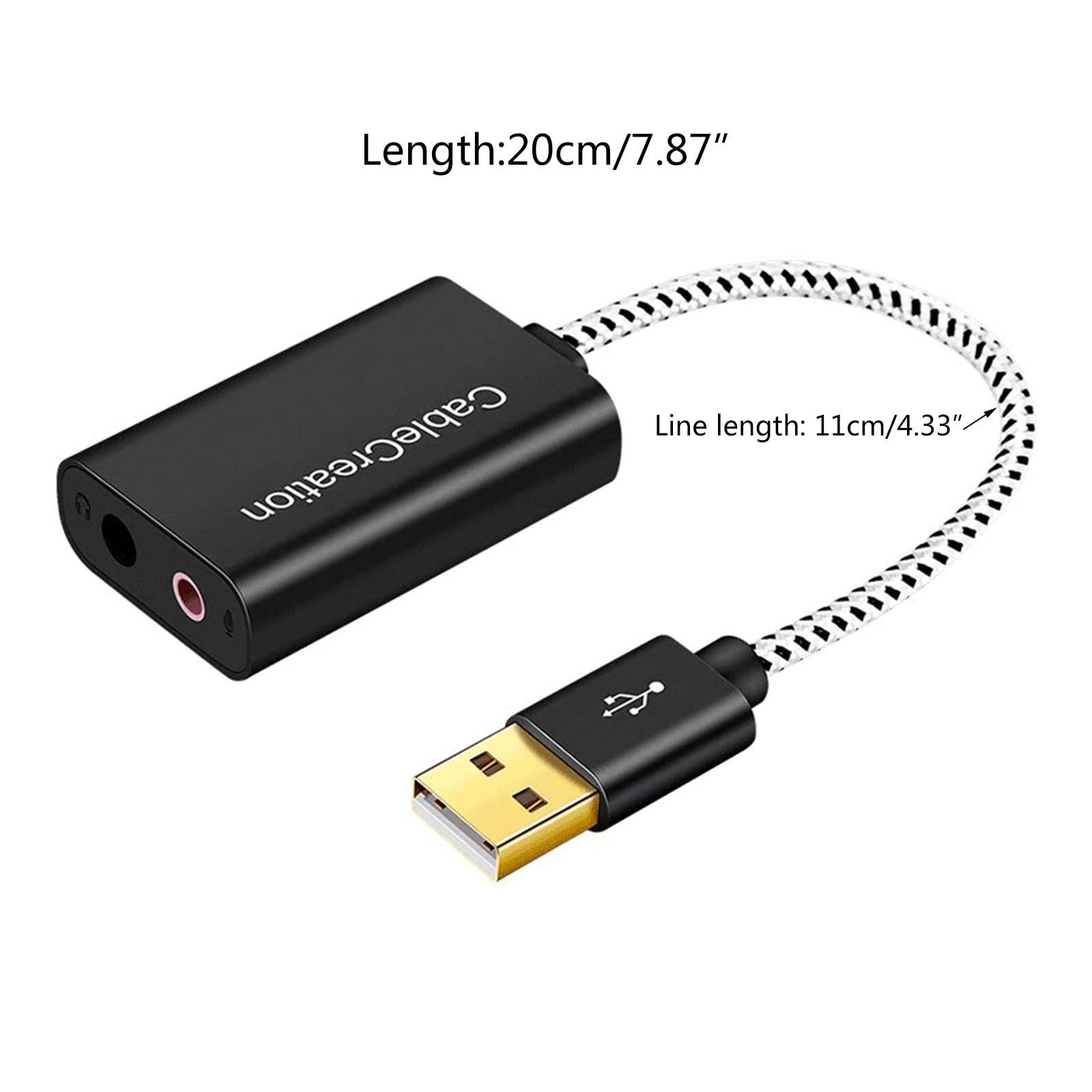 HOOLRZI USB Sound Card Adapter - External 3.5mm AUX Stereo Audio Converter with Microphone Support for PC, Laptop, Desktop - Perfect for Gaming, Streaming, Music Production & Conference Calls