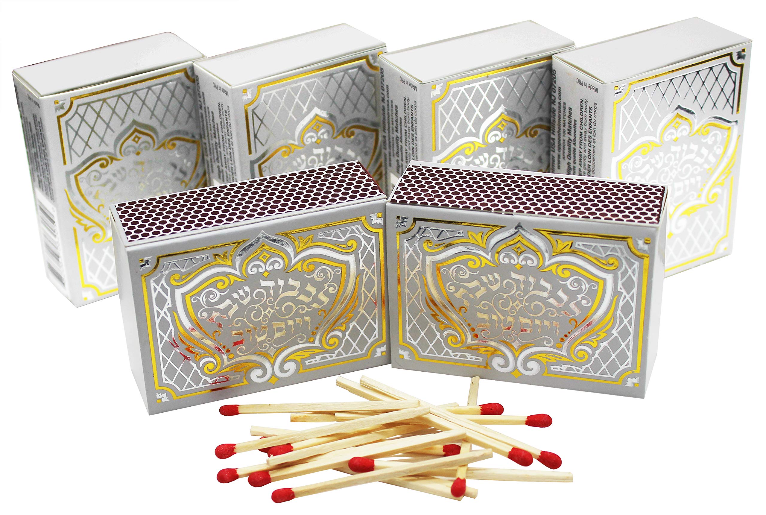 Premium Oppenheimer USA Shabbos Kodesh Matches - Elegant Decorated Gift Box (6-Pack, 100 Matches Each) - Perfect for Jewish Holidays, Shabbat Candles & Home Decor