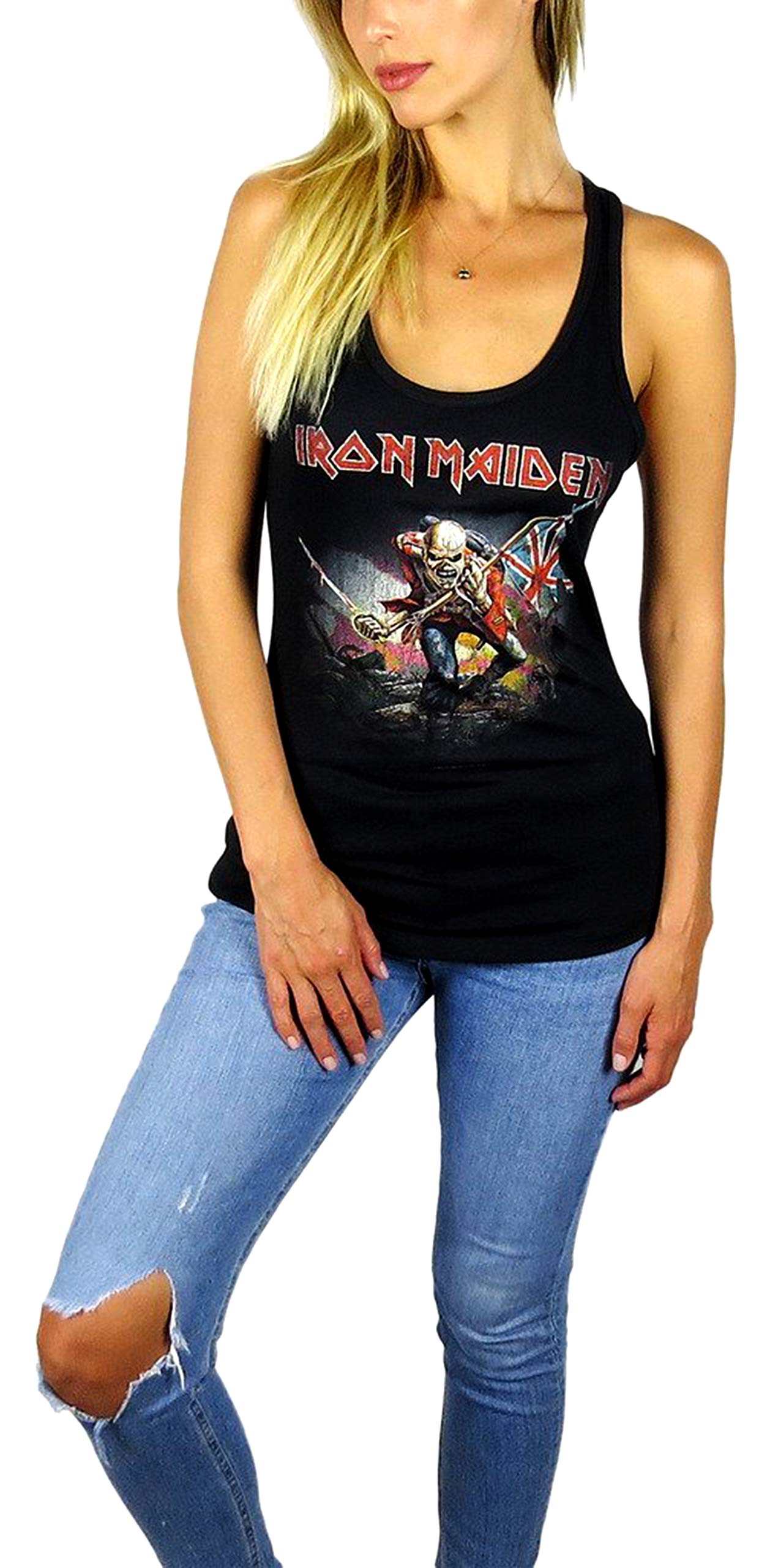 Iron Maiden Distressed Trooper Tank Top - Vintage Rock Band Graphic Tee for Men & Women - Perfect for Concerts, Festivals & Casual Wear