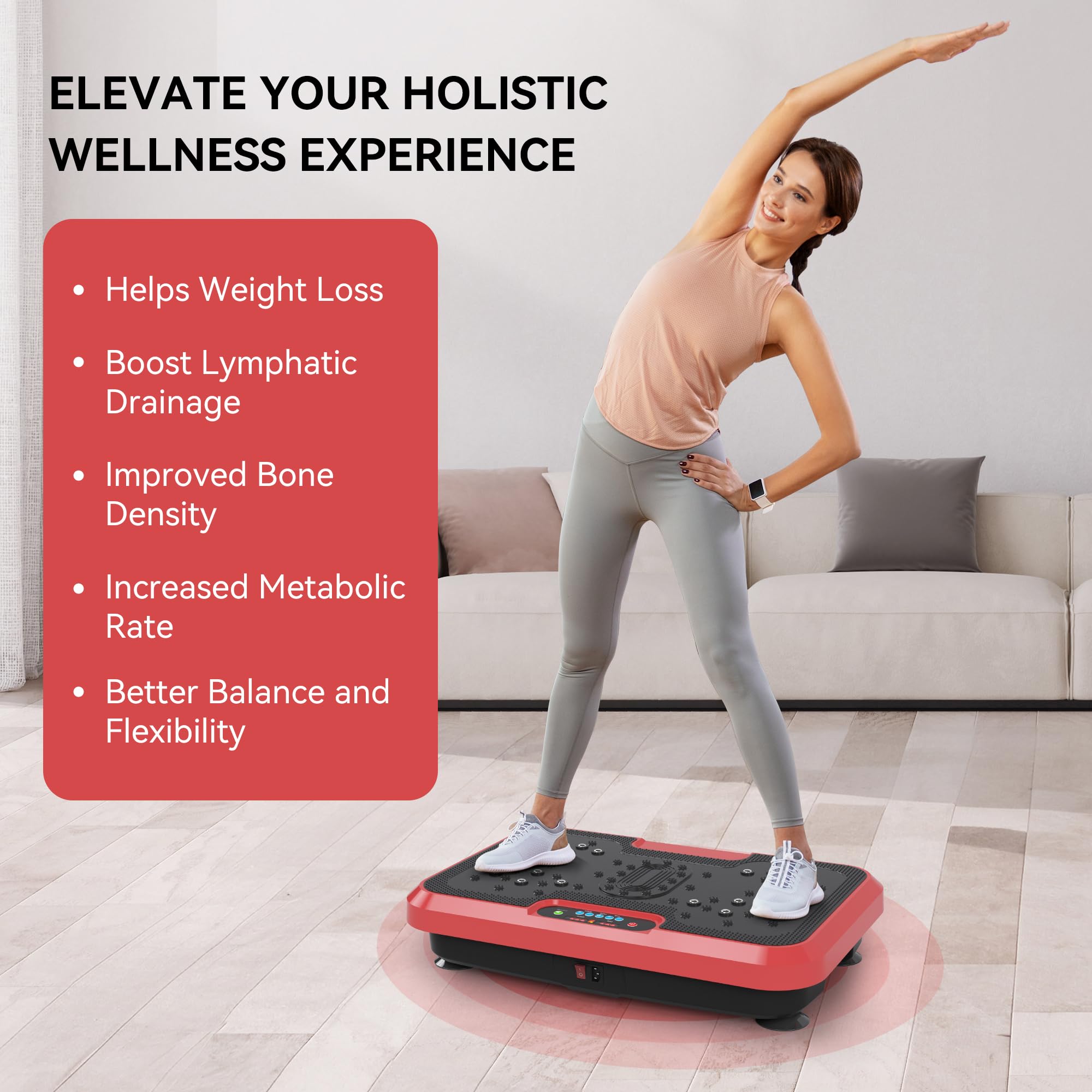 Vibration Plate Exercise Machine for Lymphatic Drainage & Weight Loss - Power Plate Vibration Platform for Body Toning, Cellulite Reduction & Wellness - Whole Body Vibration Trainer for Home Gym - Perfect for Post-Workout Recovery & Relaxation