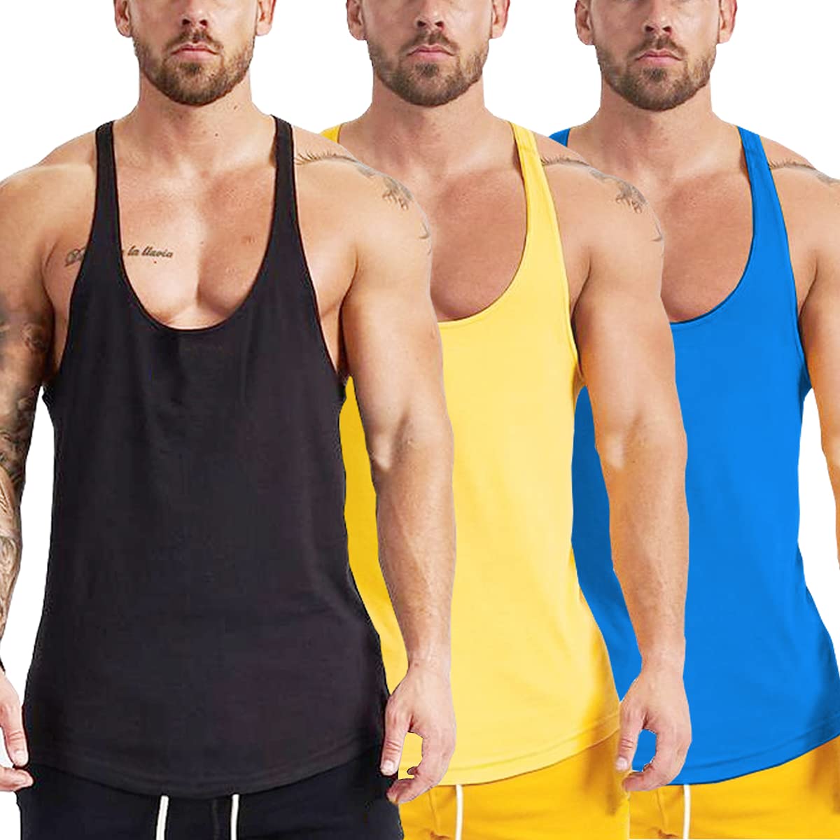 Muscle Killer 3 Pack Men's Bodybuilding Stringer Tank Tops - Y-Back Gym Workout Shirts for Weightlifting & Bodybuilding | Perfect for Gym, Fitness Training & Summer Workouts