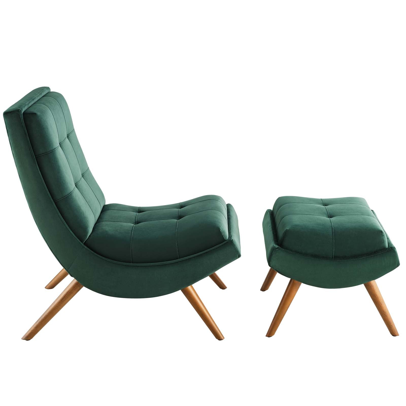 Luxury Velvet Lounge Chair and Ottoman Set - Upholstered Performance Fabric for Living Room, Bedroom & Office - Comfortable Modern Accent Seating for Relaxation & Style