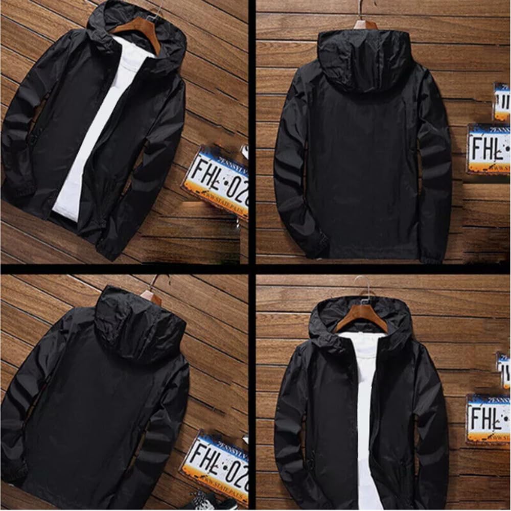 Men's Lightweight Windbreaker Jacket - Hooded Zippered for Hiking & Cycling