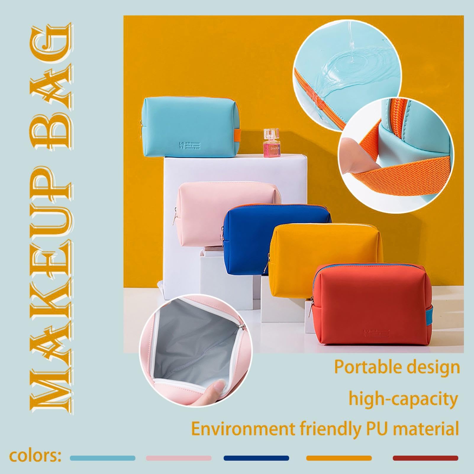 Stylish Travel Makeup Bag Organizer - Waterproof Cosmetic & Toiletry Pouch for Women with Brush Storage | Perfect for Vacation, Gym, Business Trips & Daily Essentials