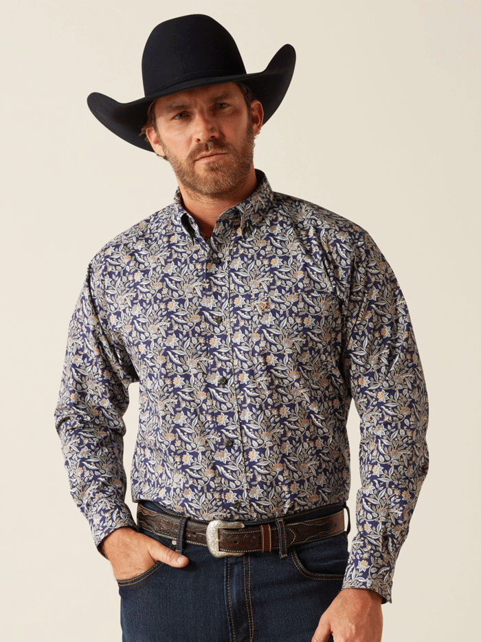 Ariat Men's Creighton Classic Fit Shirt - Comfortable Western Style Button Down Shirt in Brown | Perfect for Cowboy Rides, Ranch Work & Casual Wear