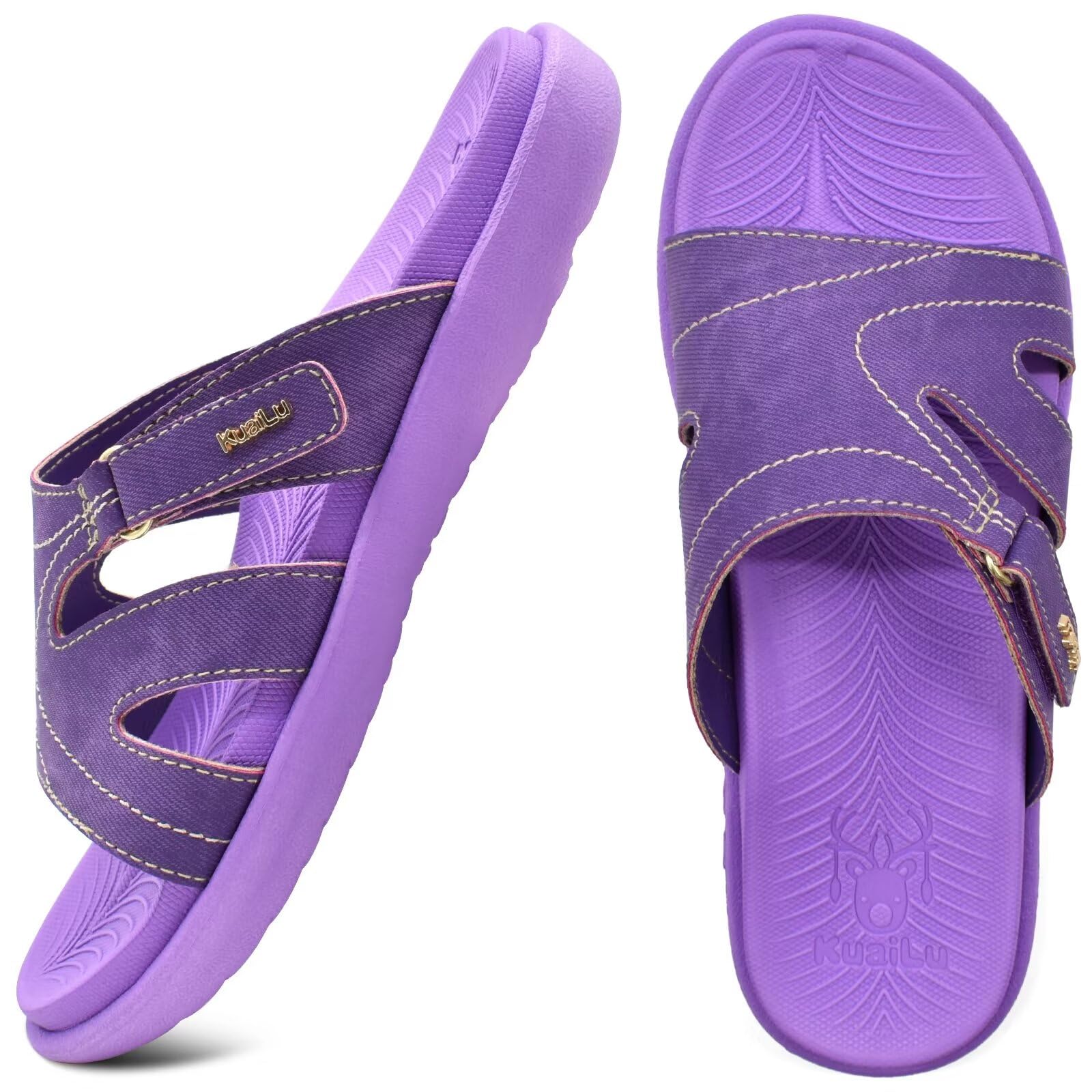**KuaiLu Women's Orthotic Slides - Lightweight Athletic Yoga Sandals with Thick Cushion & Arch Support for Plantar Fasciitis - Perfect for Yoga, Gym, and Home Comfort**