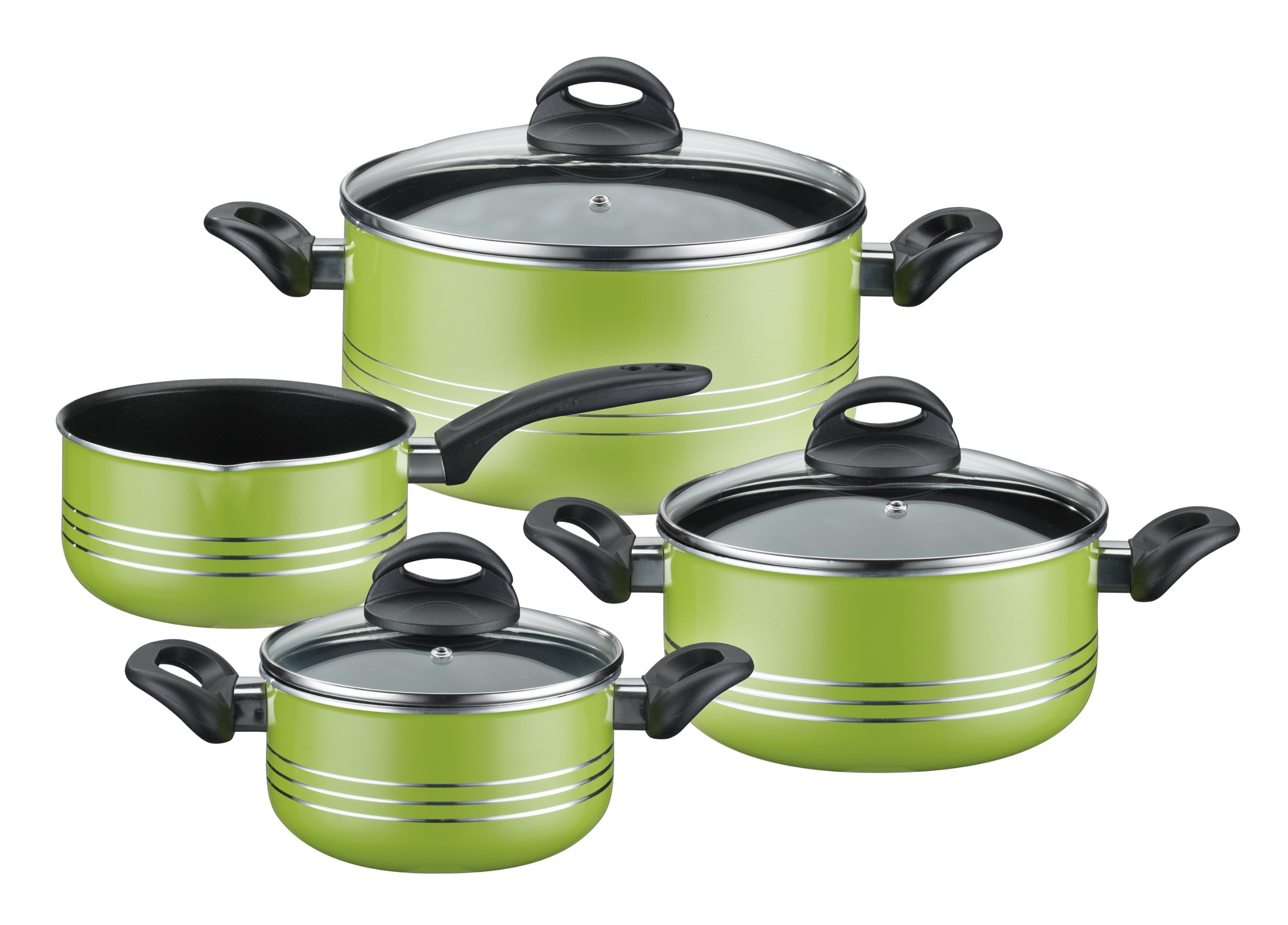 Milano 4-Piece Aluminum Cooking Pot Set - 24cm, Green (7 Units) - Perfect for Home Kitchen, Camping & Outdoor Cooking