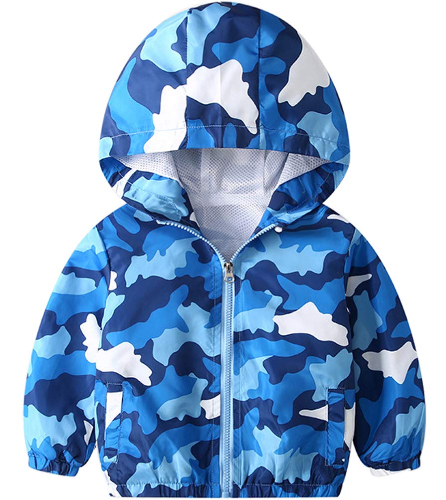 KISBINI Boys Cartoon Dinosaur Lightweight Hooded Windbreaker Jacket - Waterproof Raincoat for Toddler Outdoor Play, School & Park Adventures