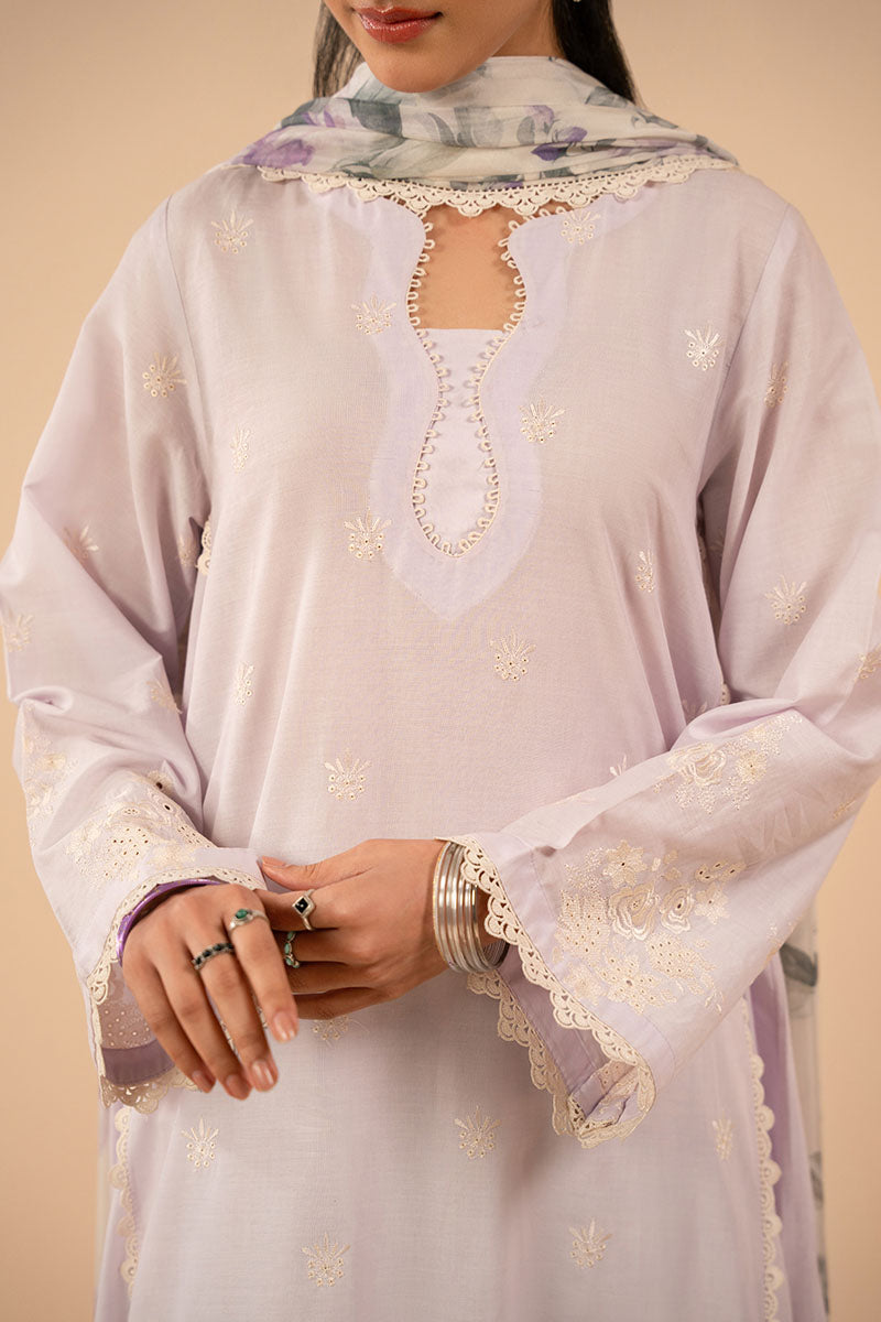LILAC GLEAM 2-Piece Set - Women's Embroidered Shirt & Dupatta Scarf | Elegant Indian Ethnic Wear for Parties, Weddings & Festive Occasions