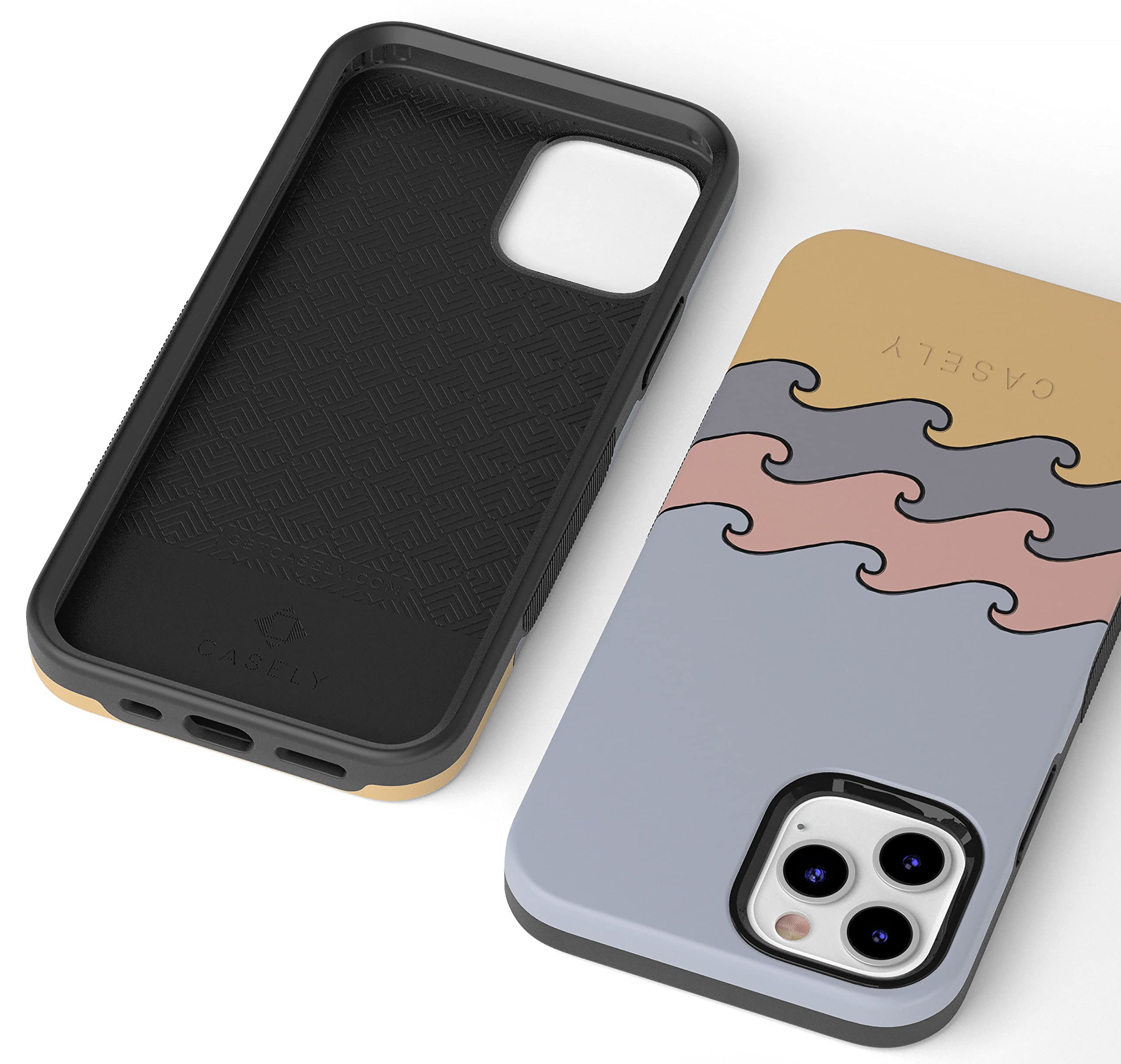 Casely iPhone 11 Pro Max Case with High Tide Layered Ocean Waves Design - Slim Protective Phone Cover for Daily Use, Travel & Outdoor Activities