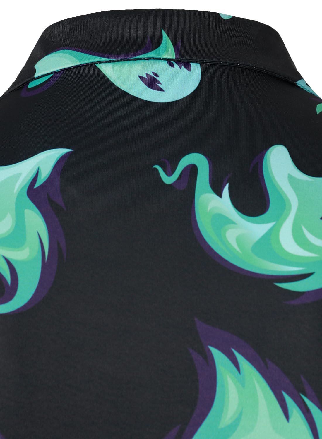 Men's Halloween Horror Ghost Printed Long Sleeve Polo Shirt - Spooky Crew Neck Costume T-Shirt for Halloween Parties, Cosplay & Horror Theme Events