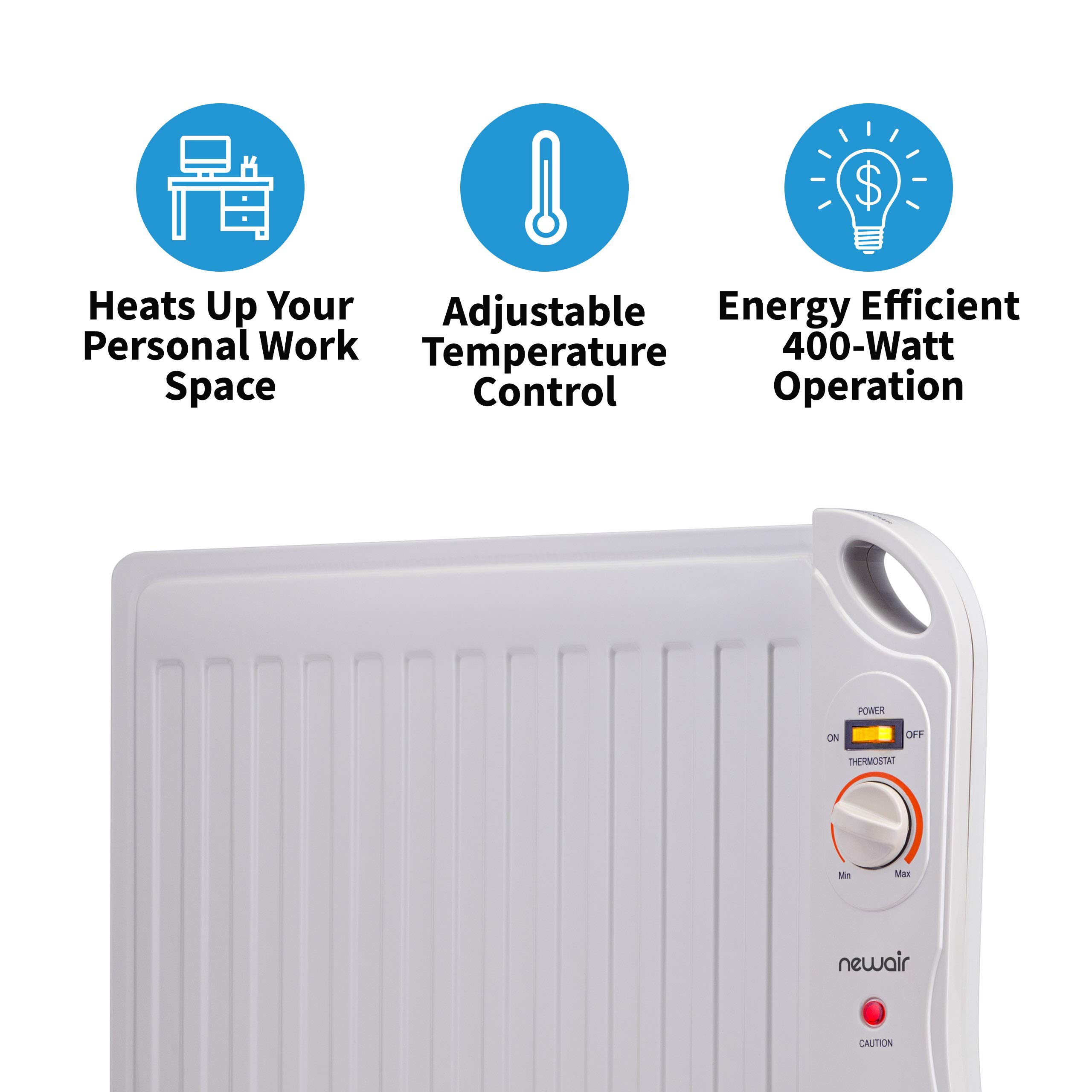 Newair 400W Portable Under Desk Heater - Slim Space Saving Design, Quiet & Energy Efficient, Perfect for Office, Home, Bedroom & Small Spaces | Stay Warm While Working, Studying or Relaxing