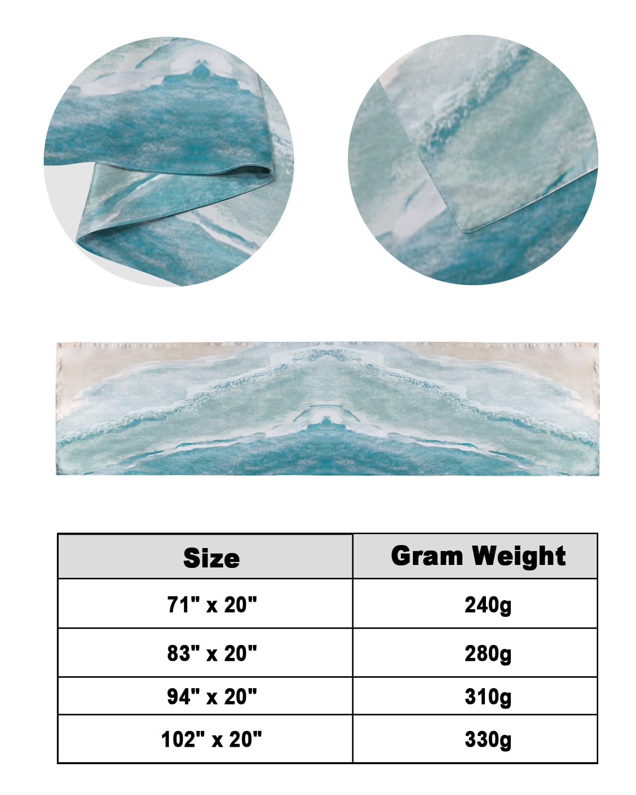 King Size Summer Beach Bed Runner - Ocean Coastal Bed Throw for Foot of Bed, Nautical Seaside Decor | Perfect for Beach House, Coastal Bedroom & Vacation Home Decor