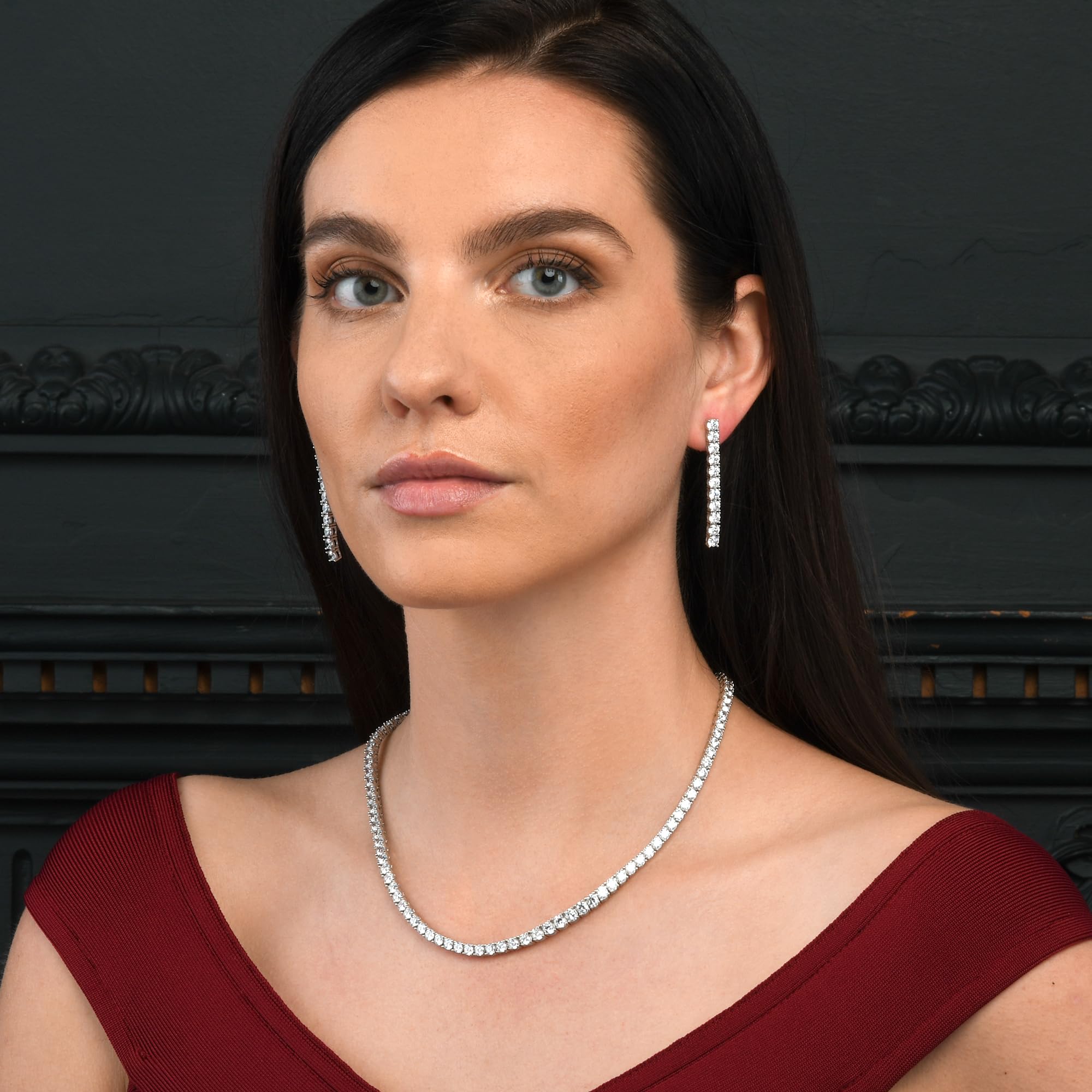 925 Sterling Silver Cubic Zirconia Long Dangle Earrings for Women - Elegant Drop Earrings with Single Line Stones | Perfect for Parties, Weddings & Evening Events