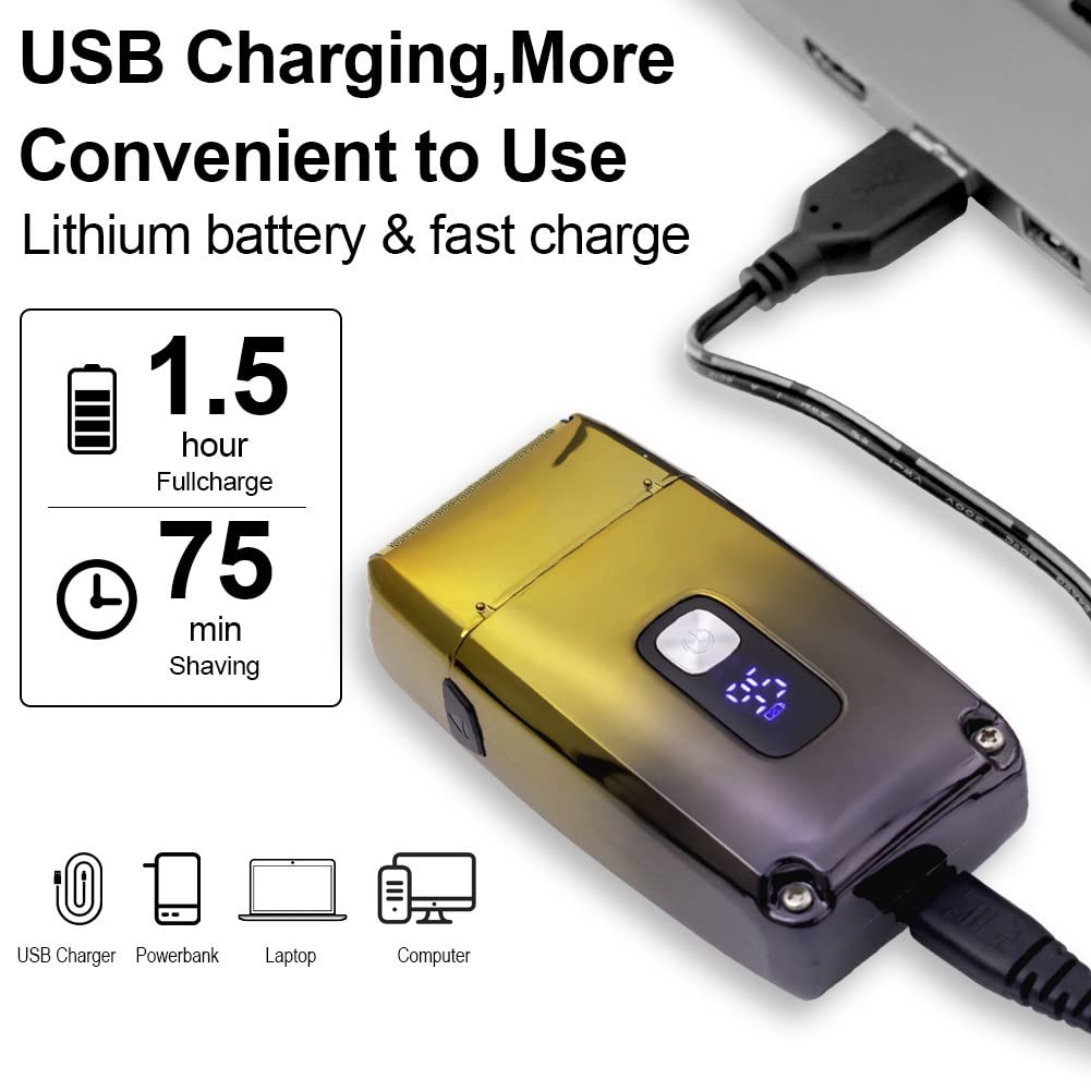 Premium Rechargeable Electric Razor for Men - 3-Blade Wet/Dry Shaver for Beard & Head Shaving, Powerful Cordless Trimmer with Travel Case - Perfect for Home, Travel & Grooming Gifts