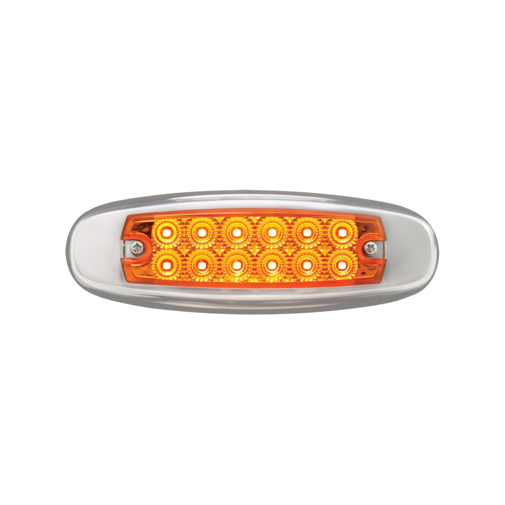 GG Grand General 78565 Amber Rectangular Spyder 12-LED Marker & Clearance Light with Stainless Steel Rim - Heavy Duty Truck, Trailer, RV Lighting for Enhanced Visibility & Safety