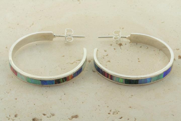 Opal Mix XL Hoop Stud Earrings for Women - Elegant Dangle Earrings for Party, Wedding & Everyday Wear