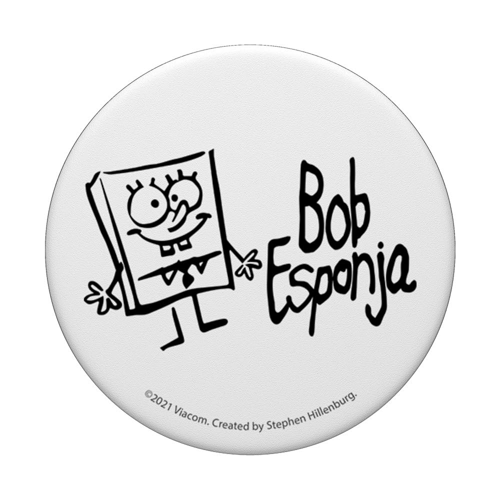 SpongeBob SquarePants Phone Grip - Bob Esponja Line Art PopSockets PopGrip for iPhone & Android - Perfect for Gaming, Texting, and Watching Videos