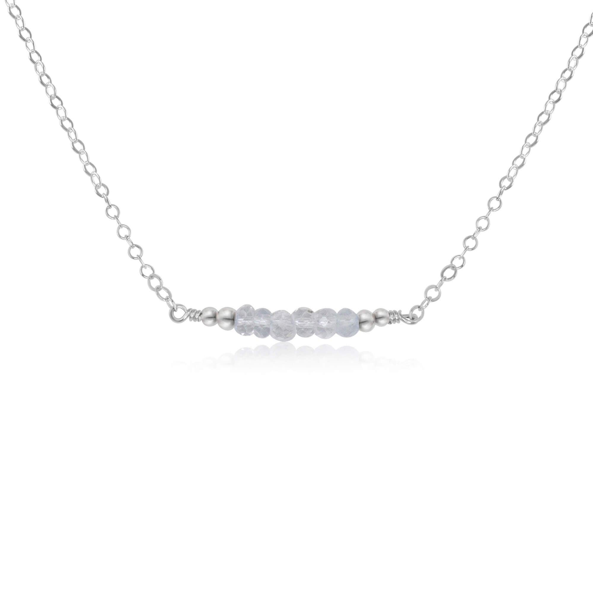 Sparkling Clear Crystal Quartz Faceted Bead Bar Necklace - Elegant Handmade Jewelry for Women, Gift for Her | Perfect for Weddings, Parties & Special Occasions