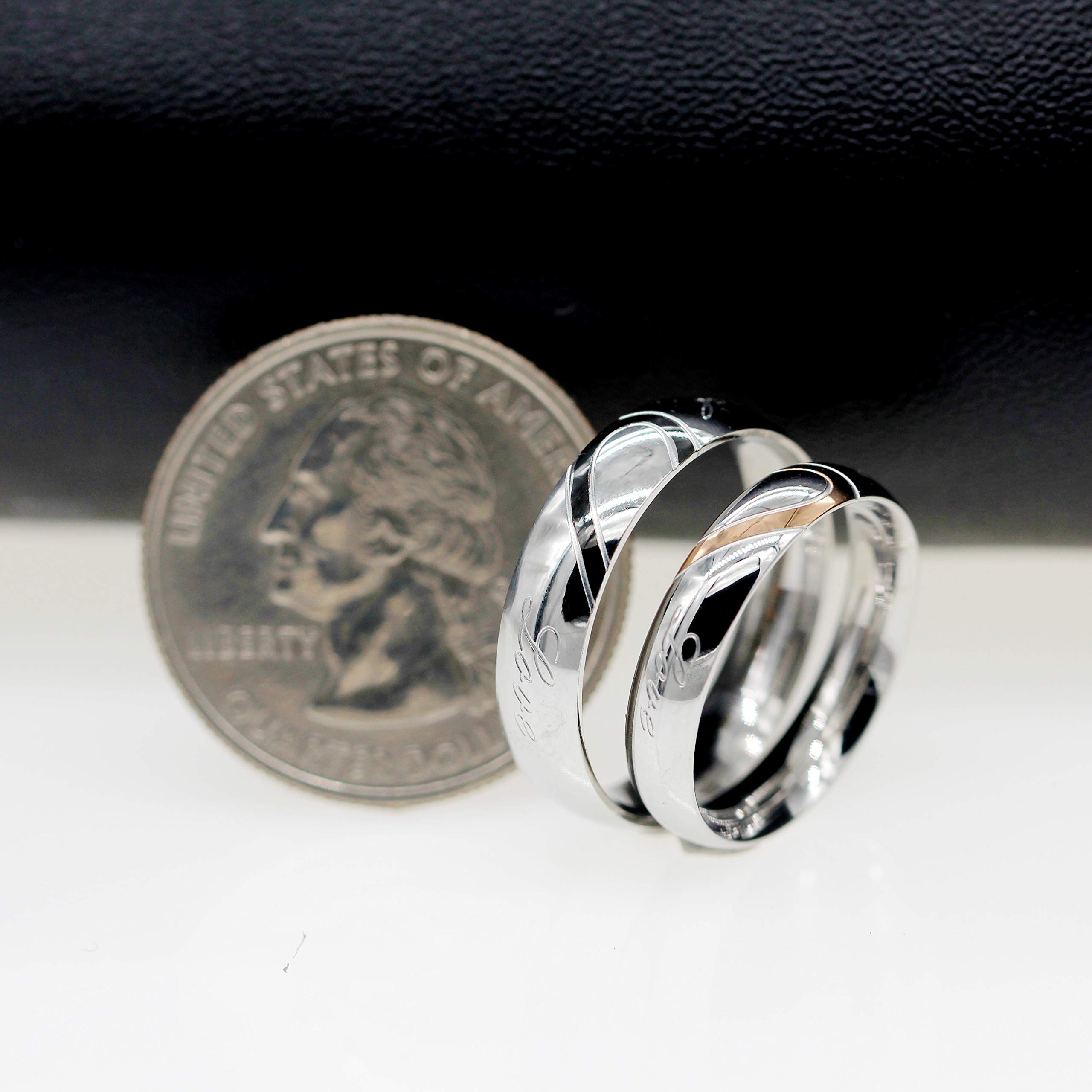 Uloveido Titanium & Stainless Steel Couple Wedding Rings Set - Engravable Matching Engagement Bands for Him & Her (Y552) - Perfect for Anniversaries, Proposals & Romantic Gifts
