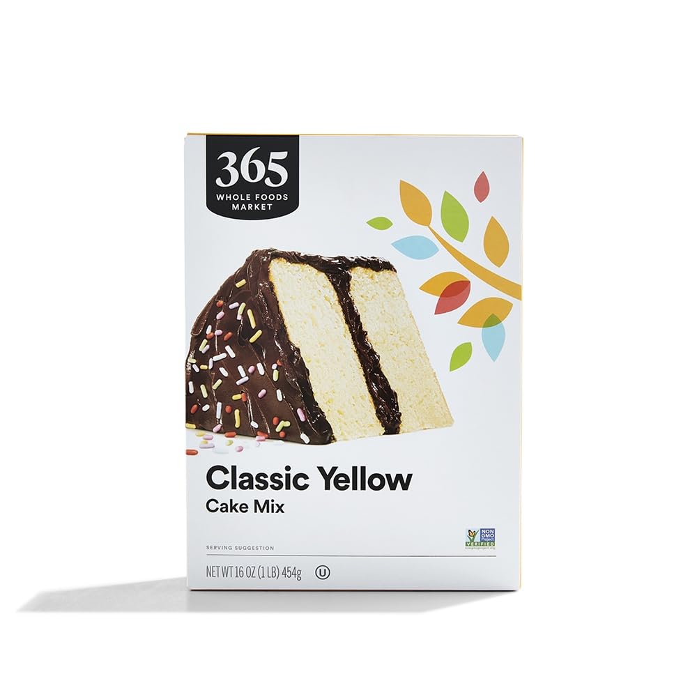 365 by Whole Foods Market Classic Yellow Cake Mix, 16 oz - Moist & Fluffy Homemade Cake Mix for Baking | Perfect for Birthday Cakes, Cupcakes & Desserts | Easy Baking Mix for Parties & Family Gatherings | Great for Kids' Cooking & Afternoon Tea | Ideal for Home Baking & Celebrations | Use for Cakes, Cupcakes, Dessert Bars, Holiday Treats & Family Baking Activities | Best for Birthday Parties, Baby Showers, Holiday Baking & Weekend Family Fun