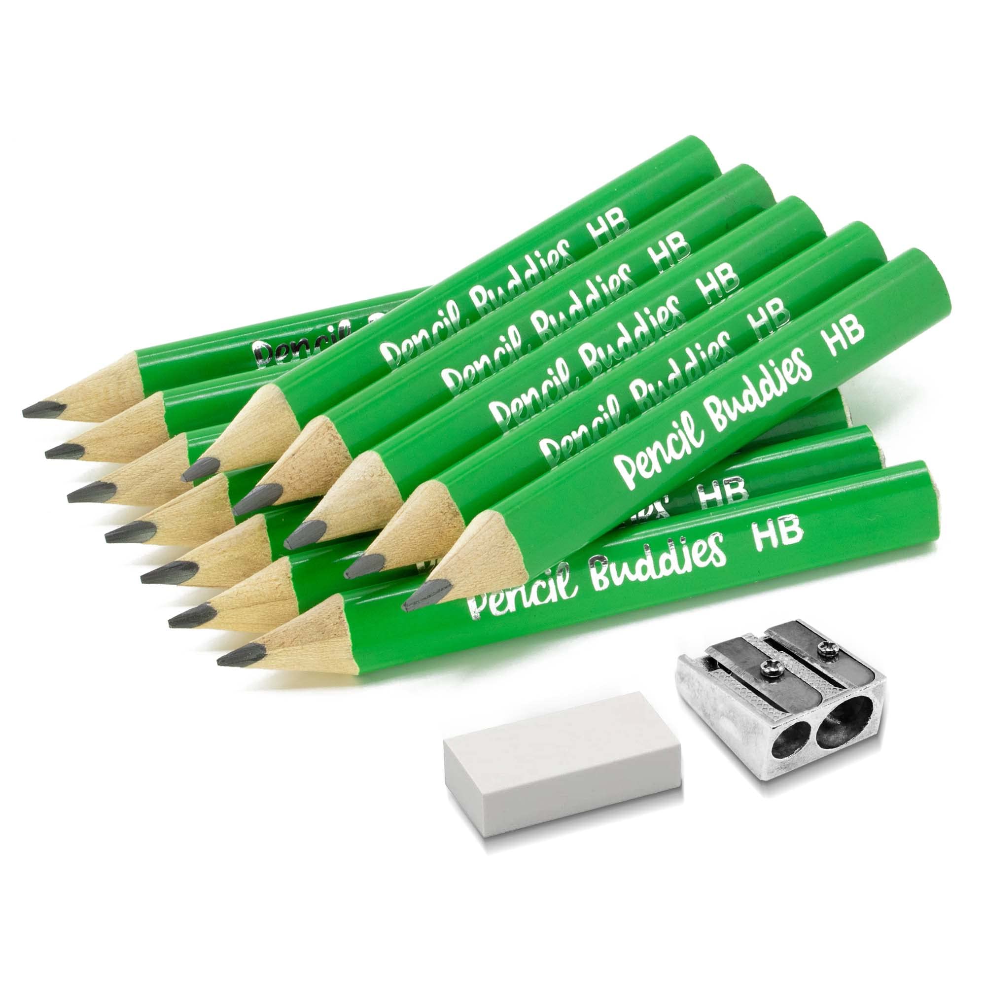 Jumbo Pencils for Kids - 12 Pack #2 Triangle Grip Fat Pencils with Sharpener & Eraser - Preschool, Kindergarten, Toddler Writing Tools - Perfect for Classroom, Homeschool & Beginner Writing Practice (Green)