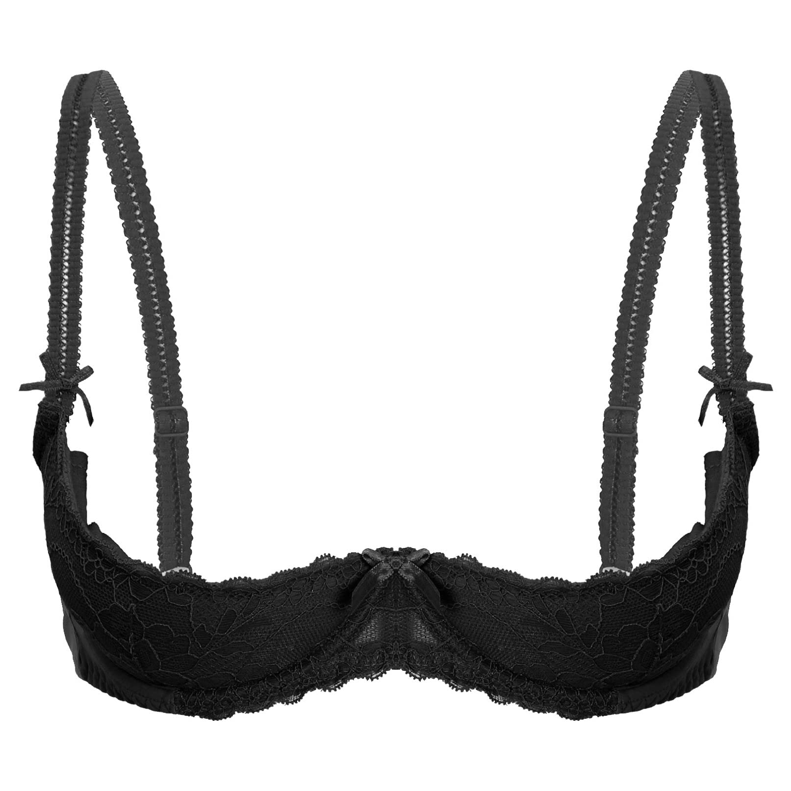 Sexy Lace Push Up Bra for Women - 1/4 Cup Underwire Lingerie with Sponge Padding | Perfect for Date Night, Valentine's Gift & Boudoir Photography