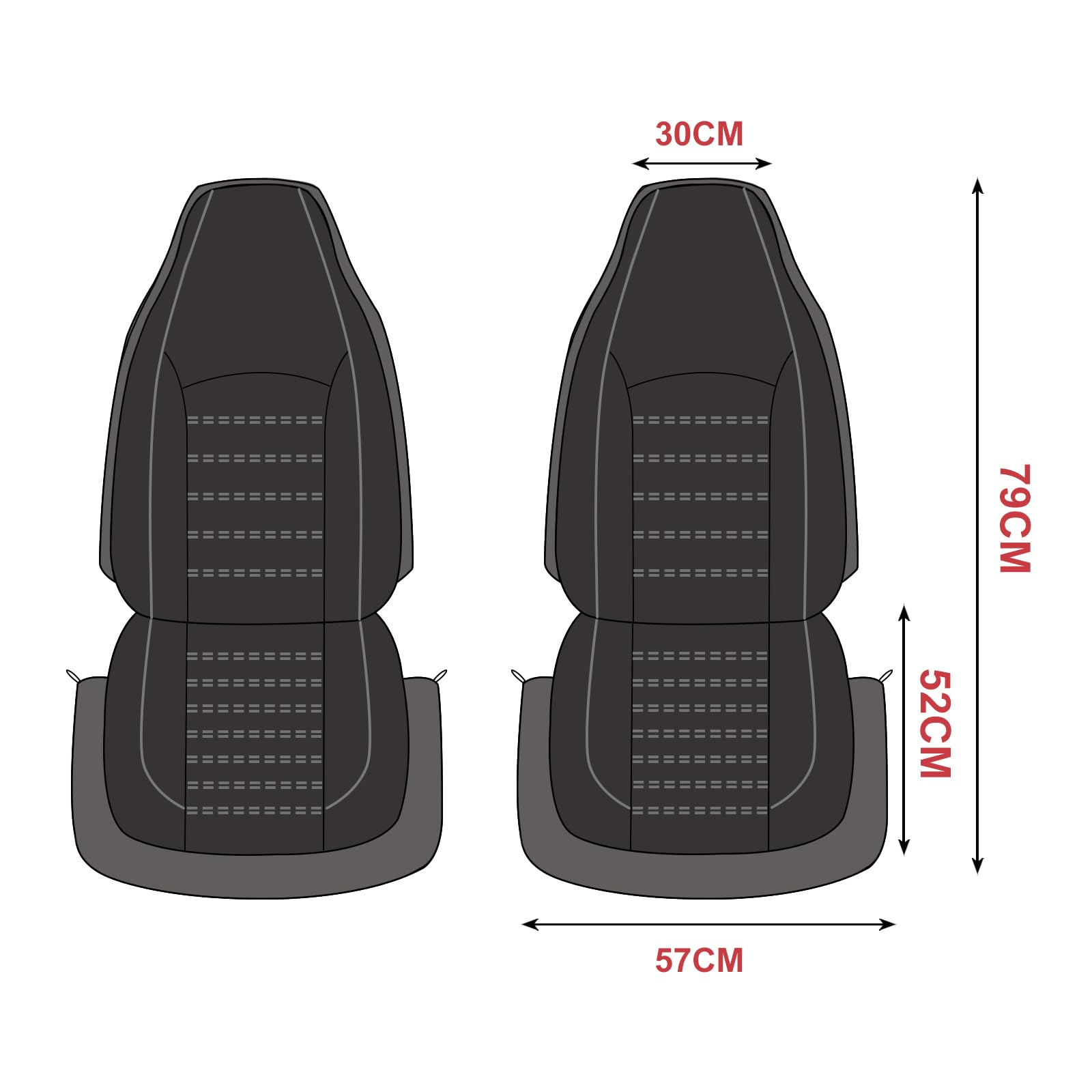 Premium AUTOYOUTH PU Leather Front Car Seat Covers - Universal Fit High Back Bucket Seat Protector for Cars, Trucks & SUVs (Black Gray) - Perfect for Daily Commute, Road Trips & Interior Protection