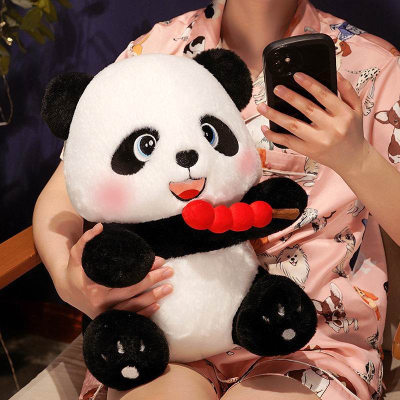 Cute Cherry Chomper Panda Plush Toy - Soft Stuffed Animal for Kids & Adults - Perfect for Cuddling, Gifts, and Home Decor