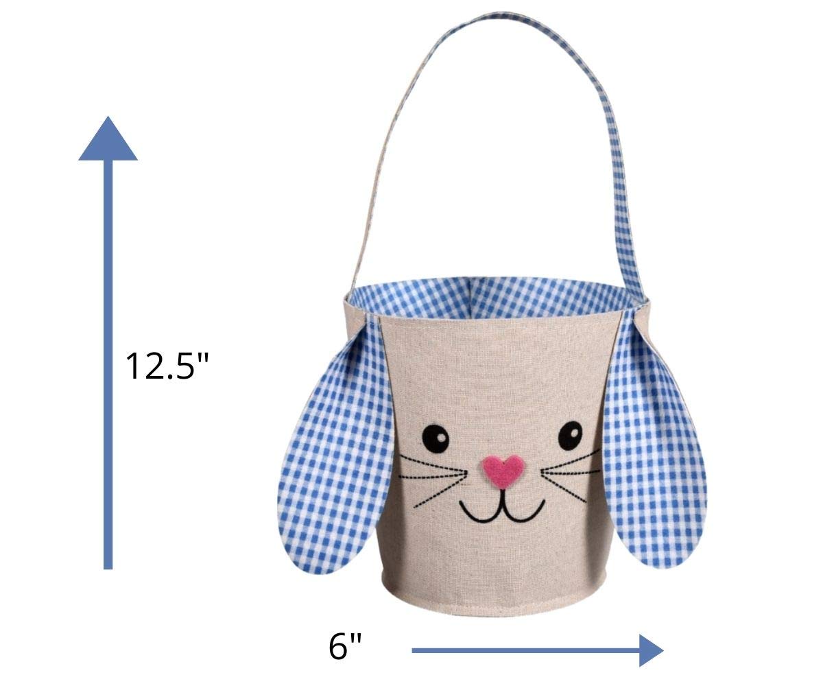 Easter Bunny Basket Bag for Kids - Adorable Blue Rabbit with Floppy Ears - Perfect for Candy, Gifts & Egg Hunts - Easter Party Favor & Spring Celebration Accessory