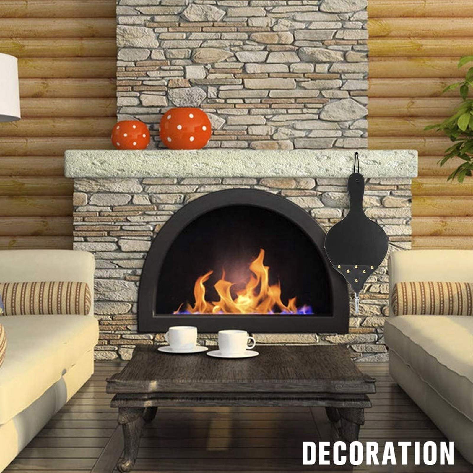 Large Fireplace Bellows with Leather Strap - 15.6x7.1 Inch Manual Air Blower for Wood Stove, BBQ Grill & Outdoor Cooking | Perfect for Camping, Picnics & Chimney Fire Starting | Durable Cast Nozzle & Decorative Hanging Accessory