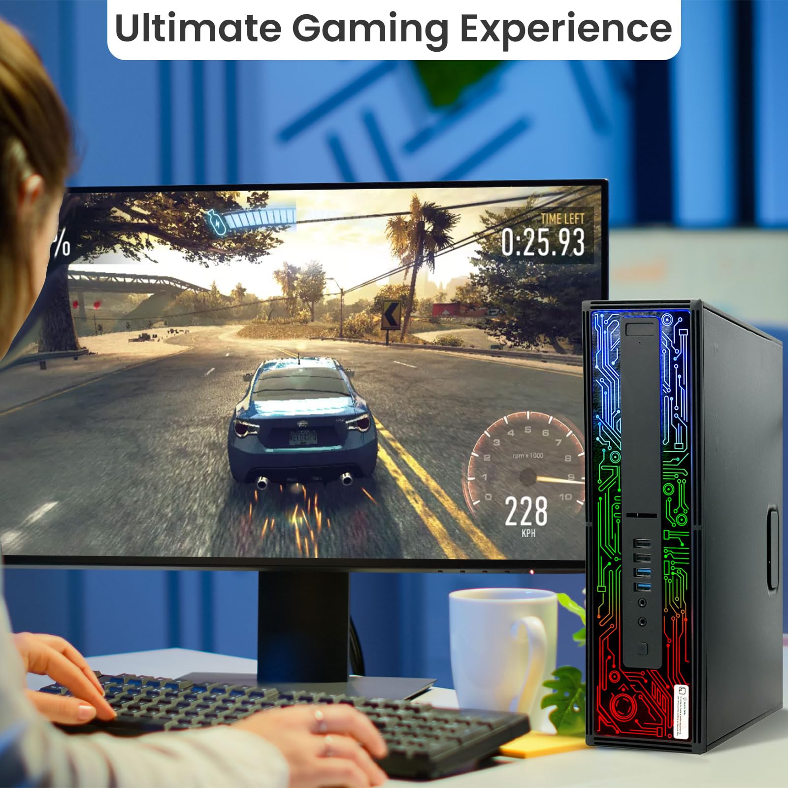 HP G2 RGB Gaming PC Desktop – Intel Core i7-6700 6th Gen | 16GB DDR4 RAM | 1TB SSD | NVIDIA GTX 1050 Ti 4GB GDDR5 | Dual 24