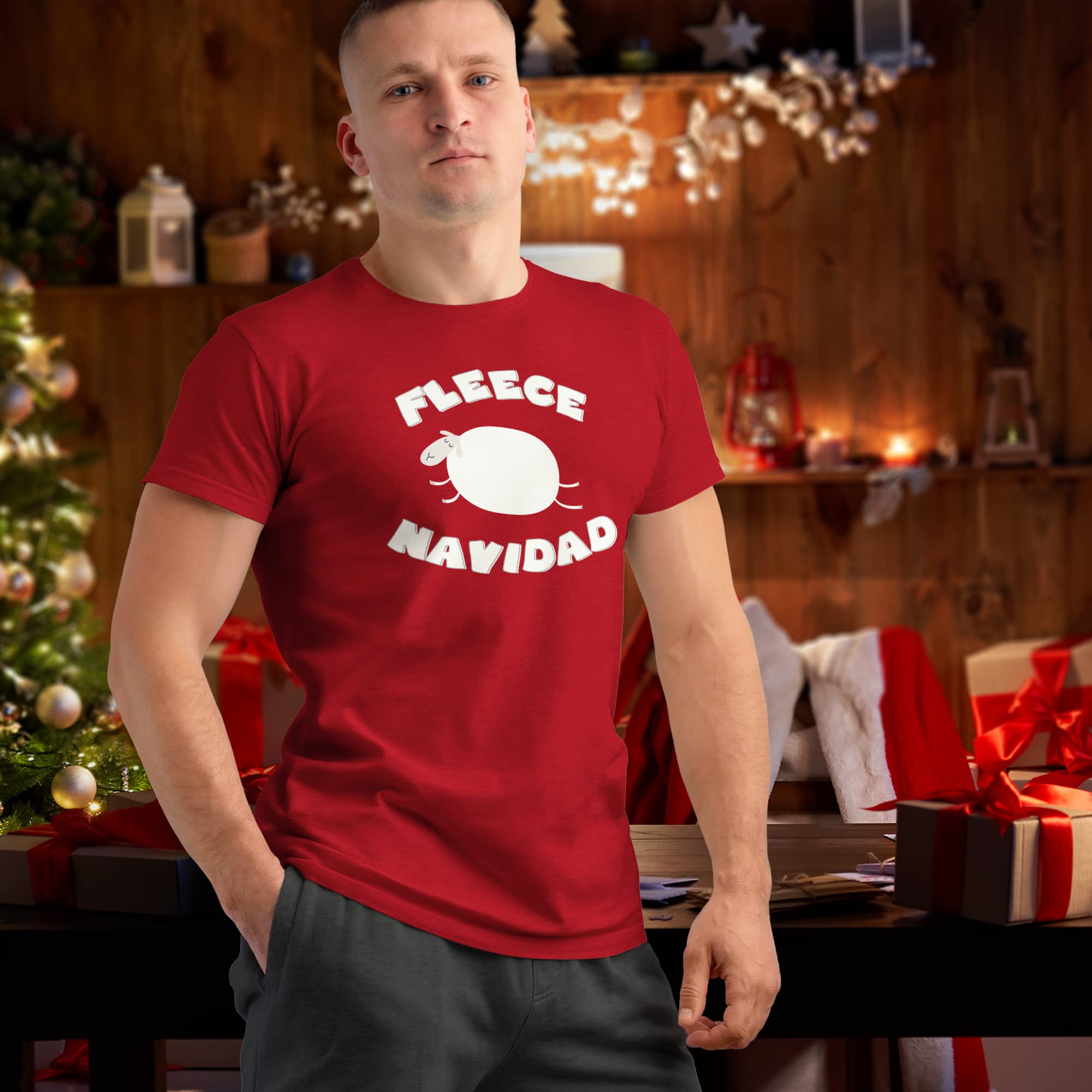 Funny Christmas Animal World Fleece T-Shirt for Men - Holiday Navidad Tee with Festive Designs - Perfect for Xmas Parties & Family Gatherings
