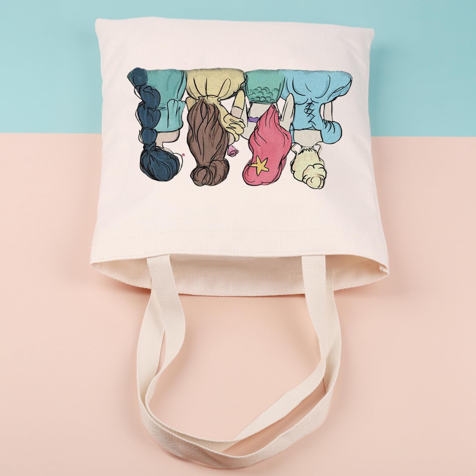 JNIAP Princess Squad Fairytale Cosmetic Bag - Mermaid Themed Makeup Pouch for Disney Lovers - Belle Princess Gift Tote - Perfect for Travel, School & Birthday Presents