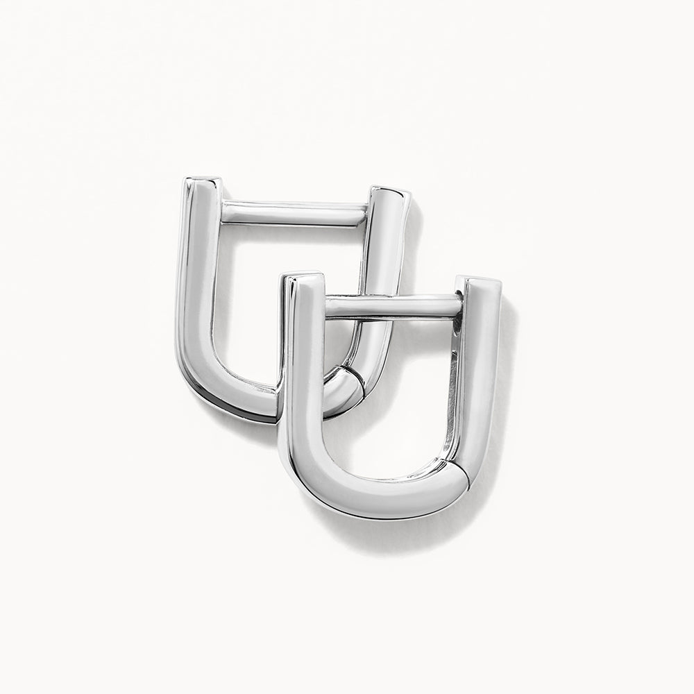 Mini Charm Paperclip Huggie Earrings in Silver - Dainty & Trendy Hoop Earrings for Everyday Wear, Gifts & Special Occasions