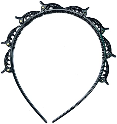 Jimit Women's Double Layer Twist Plait Headband - Korean Style Braided Hoop Hairband for Girls, Multi-Layer Hollow Woven Hair Accessories (Pack of 2, Black) - Perfect for Styling, Parties & Everyday Wear