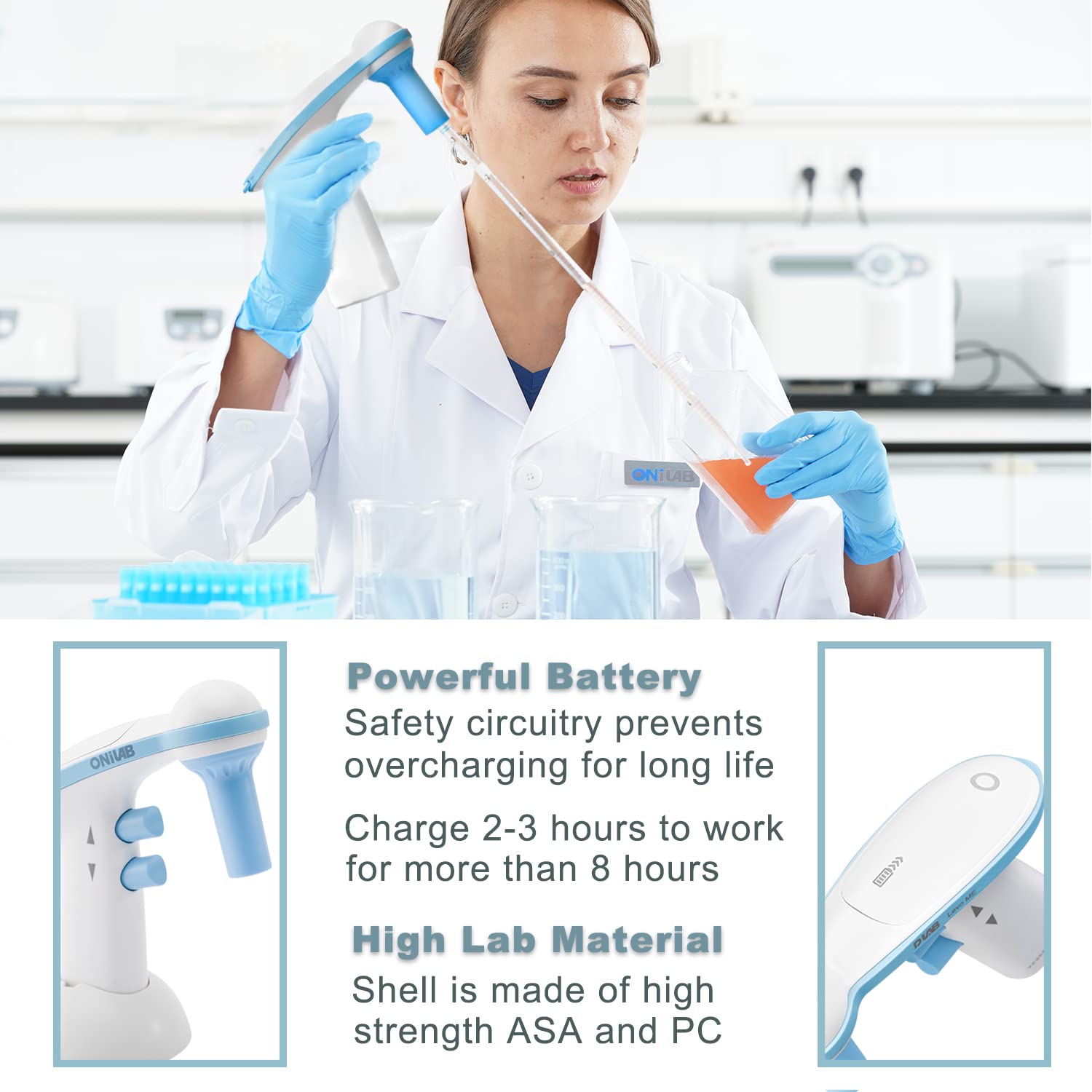 ONiLAB Electric Pipette Controller - Automatic Motorized Pipette Filler with Adjustable Speed (0.1-100ml) | Perfect for Lab Research, Medical Testing & Scientific Experiments
