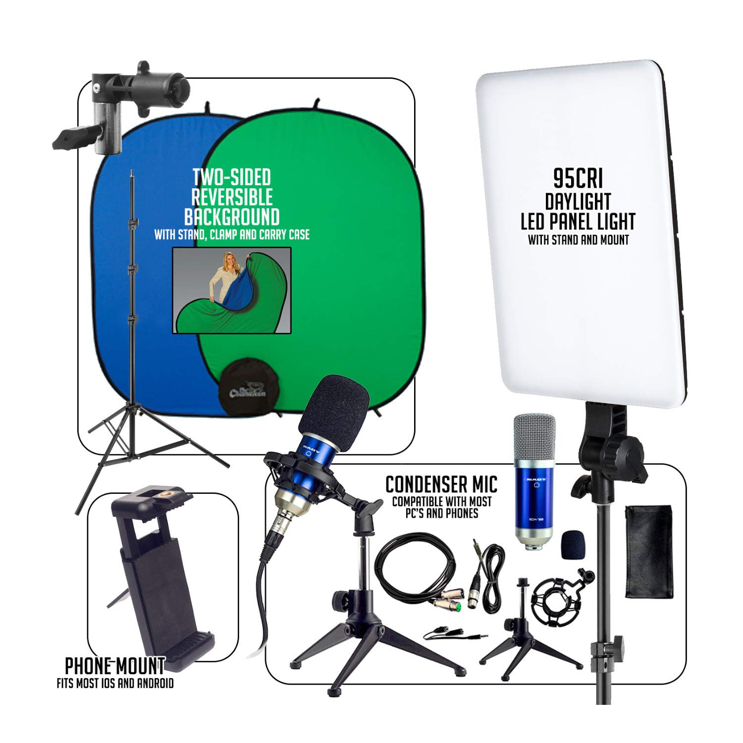 Smith-Victor ProMARK 400W Professional Lighting Kit for Home Studio, YouTube Videos & Photography - Perfect for Content Creators, Vloggers & Remote Work Setup