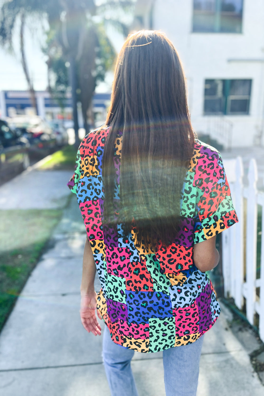 Stylish Multicolor Animal Print Patchwork V-Neck Dolman Cap Sleeve Blouse for Women | Trendy Casual Top for Outings, Parties & Everyday Wear