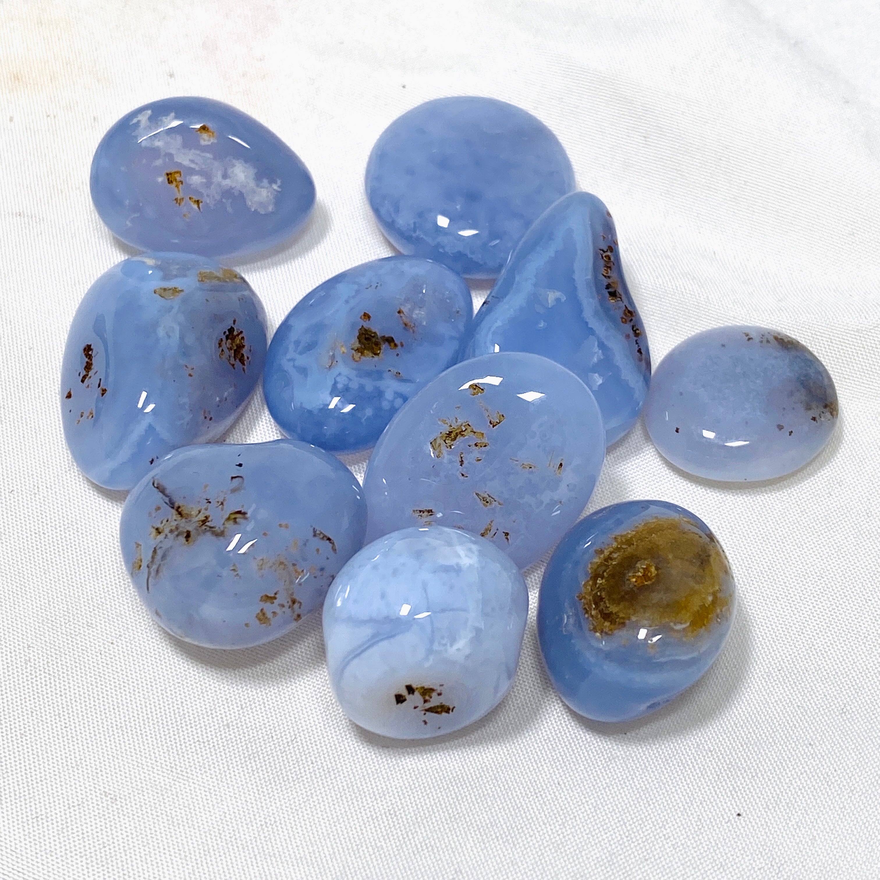 Natural Blue Chalcedony Tumbled Stones for Healing, Meditation & Jewelry Making - Perfect for Crystal Collections, Reiki Energy Work & Home Decor